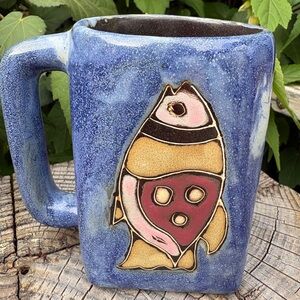 Handcrafted Blue Fish Design Mug